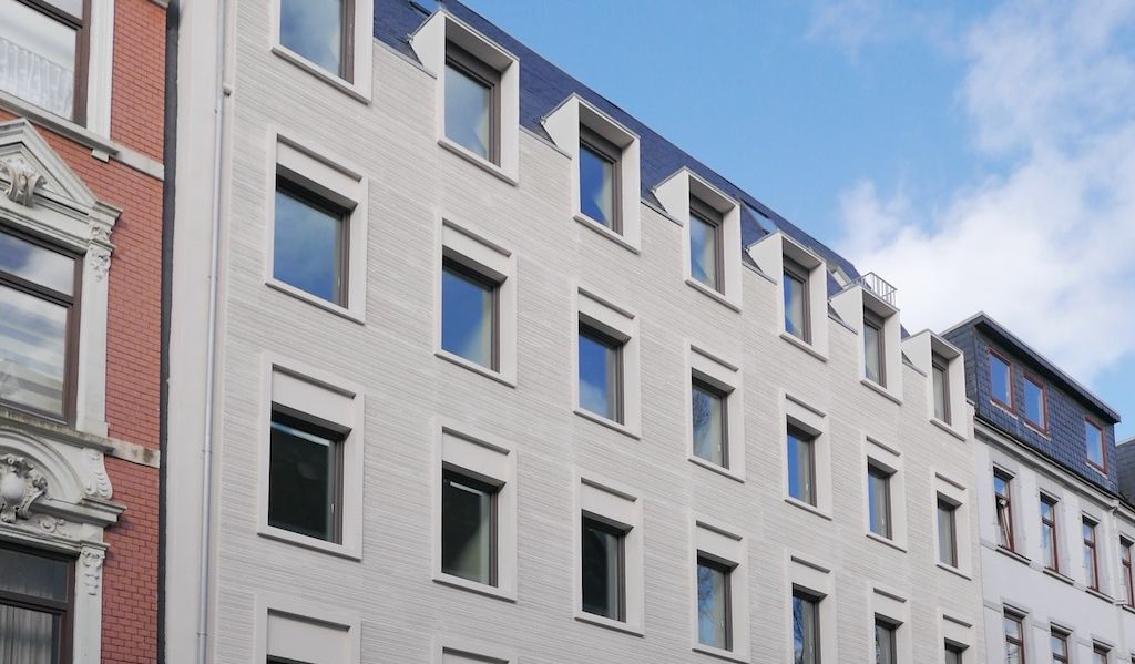 Variowohnungen Bremerhaven-Lehe, straßenseitige Fassadenansicht.