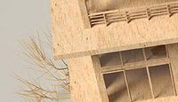 Bild zur Veranstaltung der Holzbauinitiative der Bundesregierung, Holzmodel einer Mehrgeschossigen Wohnung mit Flachdach