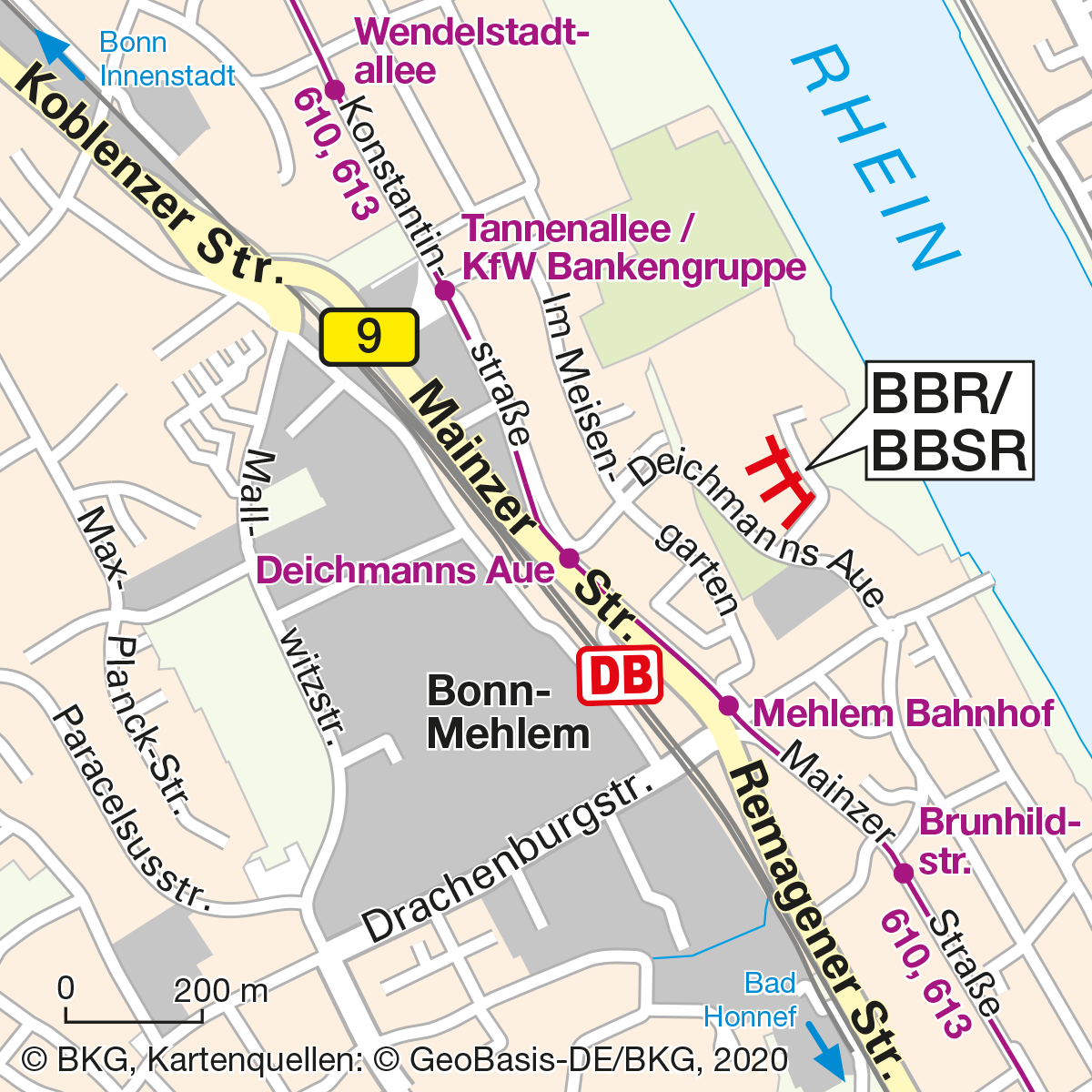 Lageplan vom Standort des BBSR in Bonn